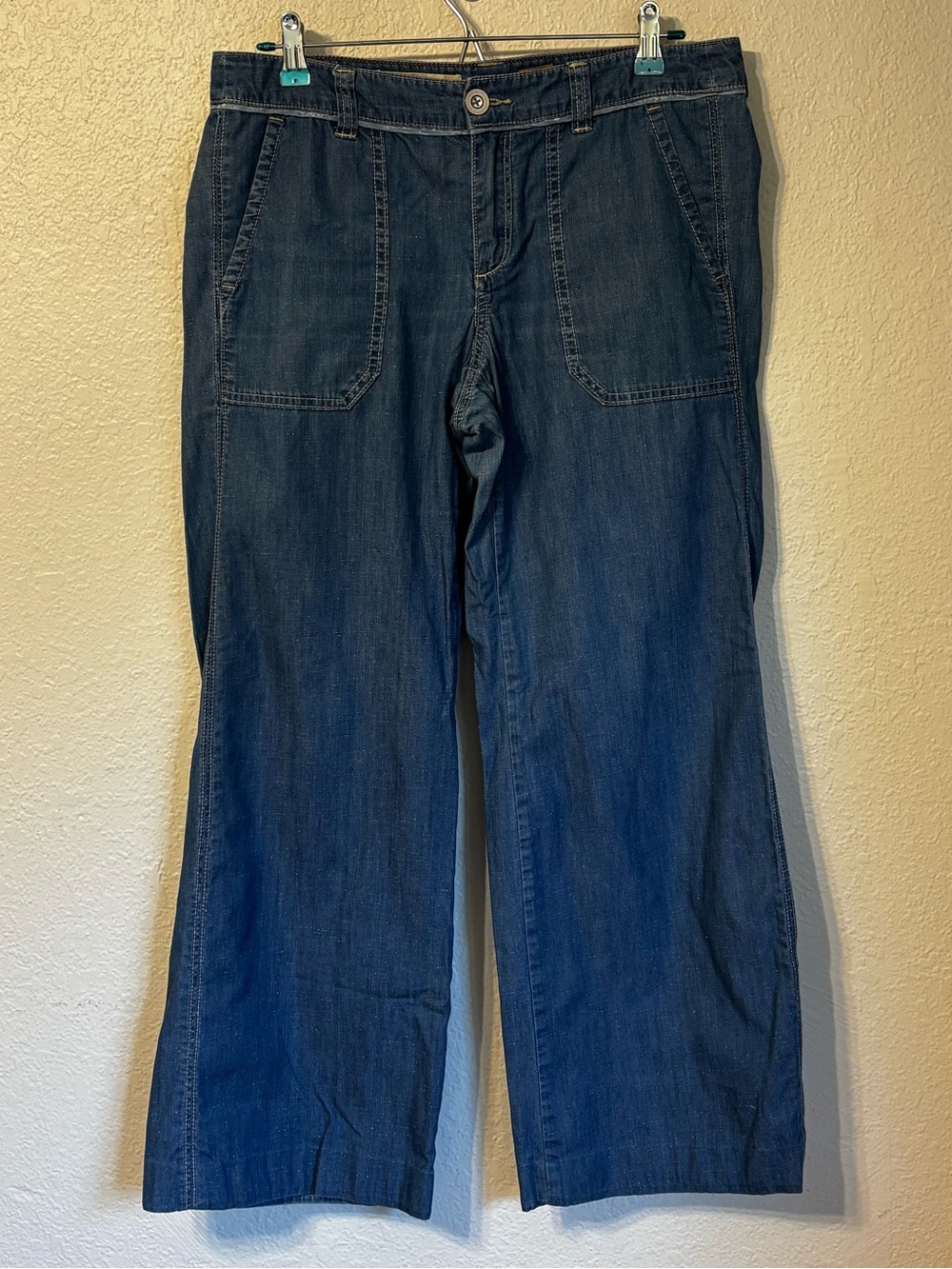 Anthropologie Pilcro Wide Leg Chambray Jeans Size 8